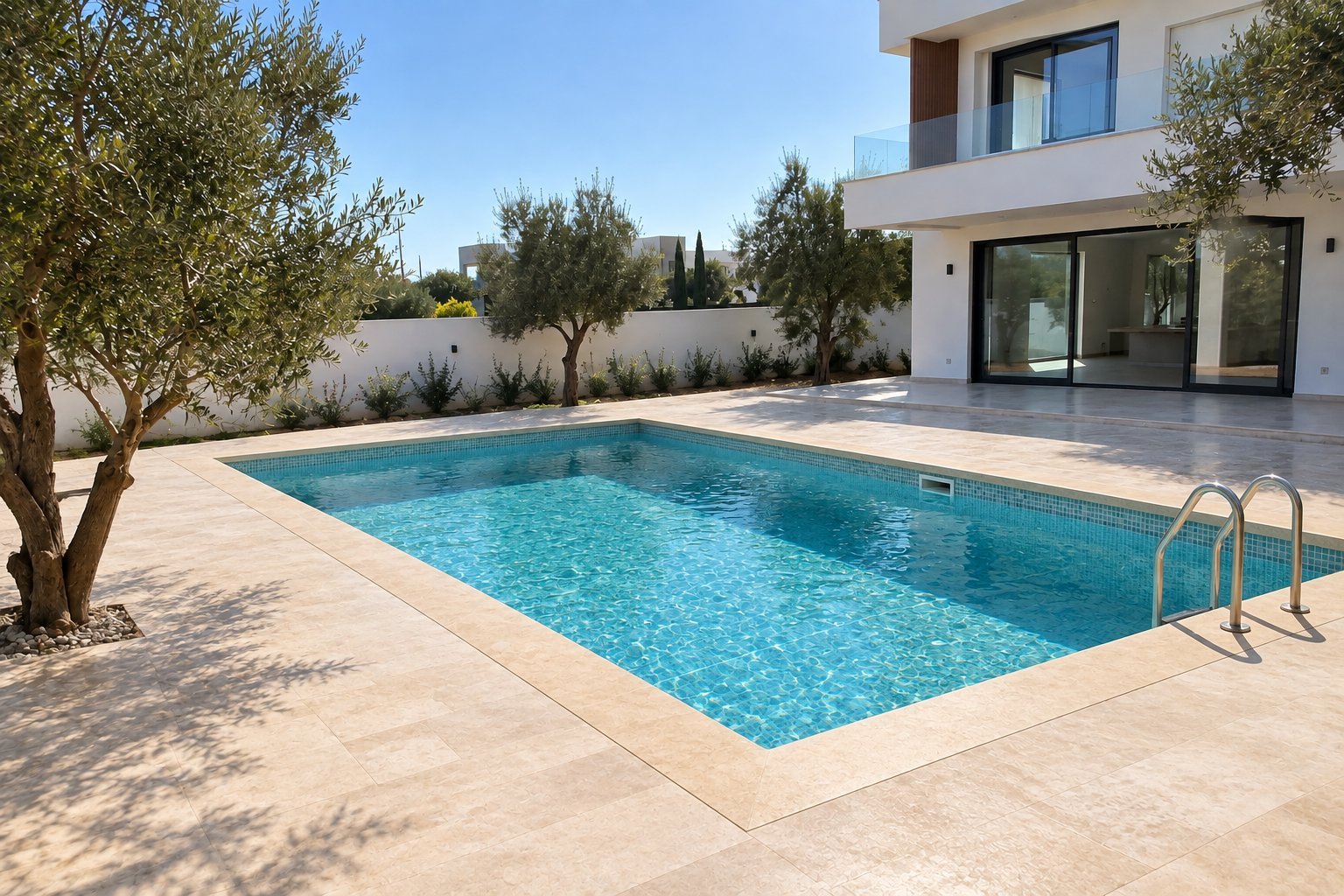 Piscine à skimmers 8 x 4 m - après