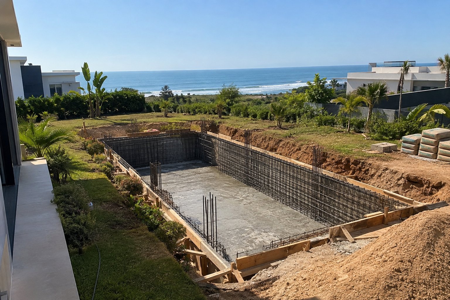 Piscine à débordement 10 x 4 m - avant